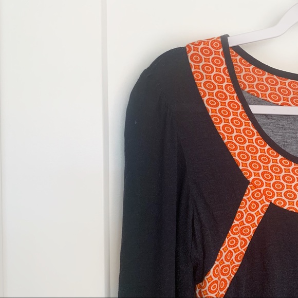 Anthropologie Eva Franco Chandelier Knit Tunic Swing Dress Navy/Orange Sz 4 - Picture 4 of 8